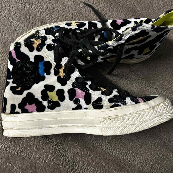 Converse Chuck Taylor All Star Velvet Leopard Print High Tops – Women’s 5.5 / 36 - Picture 4 of 7